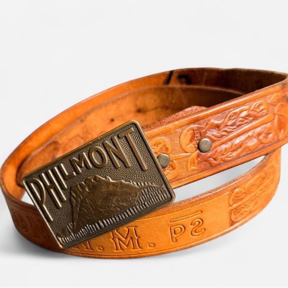 Leather Belt with Brass Buckle